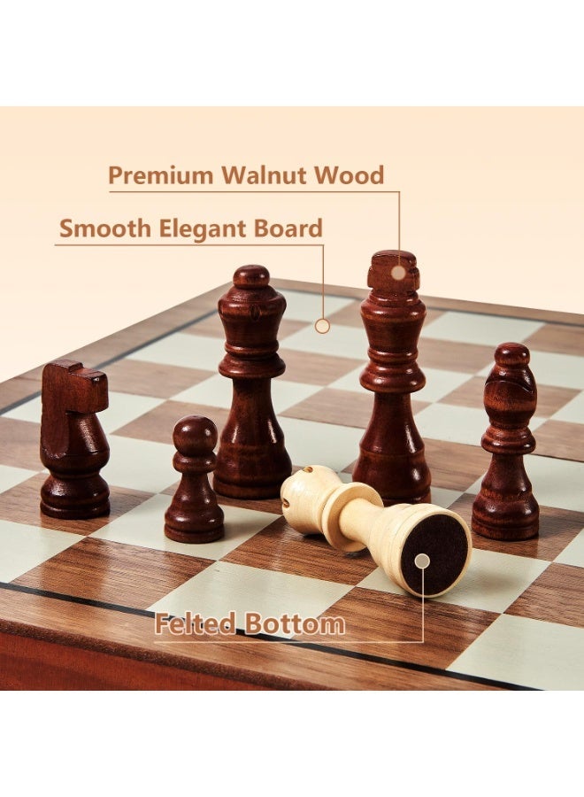 Moonmen Wooden 2 in 1 Magnetic Chess Set-15 Foldable Chess Set for Adults & Kids with Chess Pieces Storage Slots,Chess Board Game Set for Tournament Professional Beginner - Image 5