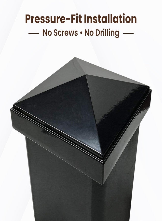 Decorex Hardware 2.5" x 2.5" Aluminium Pyramid Post Cap for Metal Posts - Pressure Fit - Black - Image 2