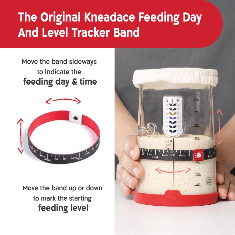KNEADACE Pro Sourdough Bread Starter Kit - 34 oz Large Capacity Sourdough Starter Jar with 5 unique features for the perfect sour dough bread & sourdough starter kit - sourdough supplies (KA06) - Image 3