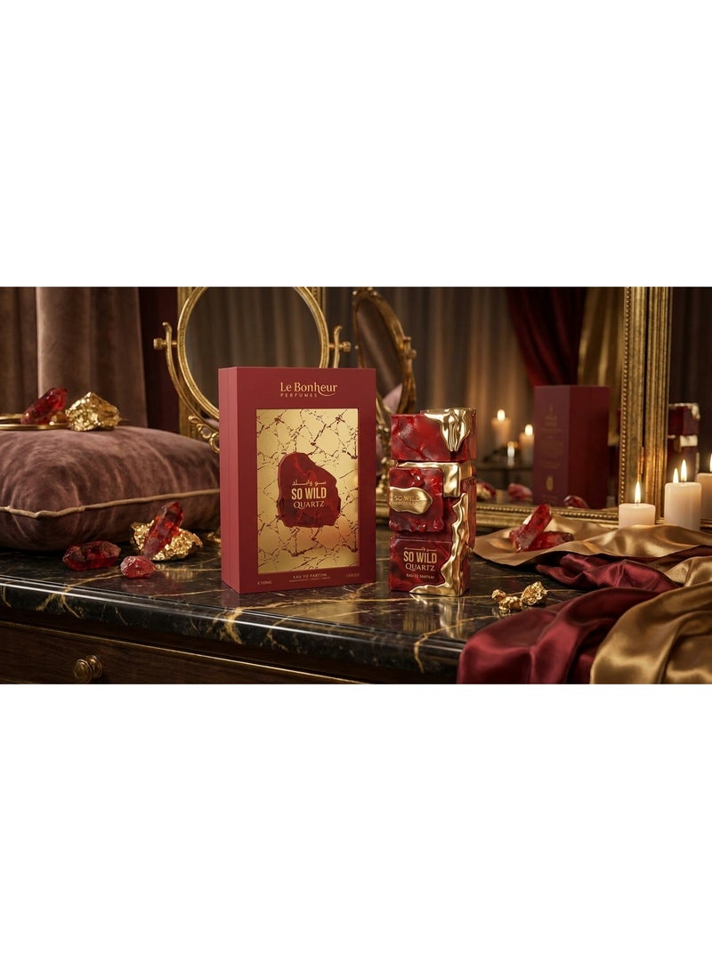 Le Bonheur Perfumes So Wild Quartz Eau De Parfum 100ml Luxury Oriental Vanilla Unisex Perfume Long Lasting Fragrance with Saffron Clove Akigalawood Cashmere Wood Caramel Vanilla Amber Premium Gift for Men and Women Model So Wild Quartz - Image 3
