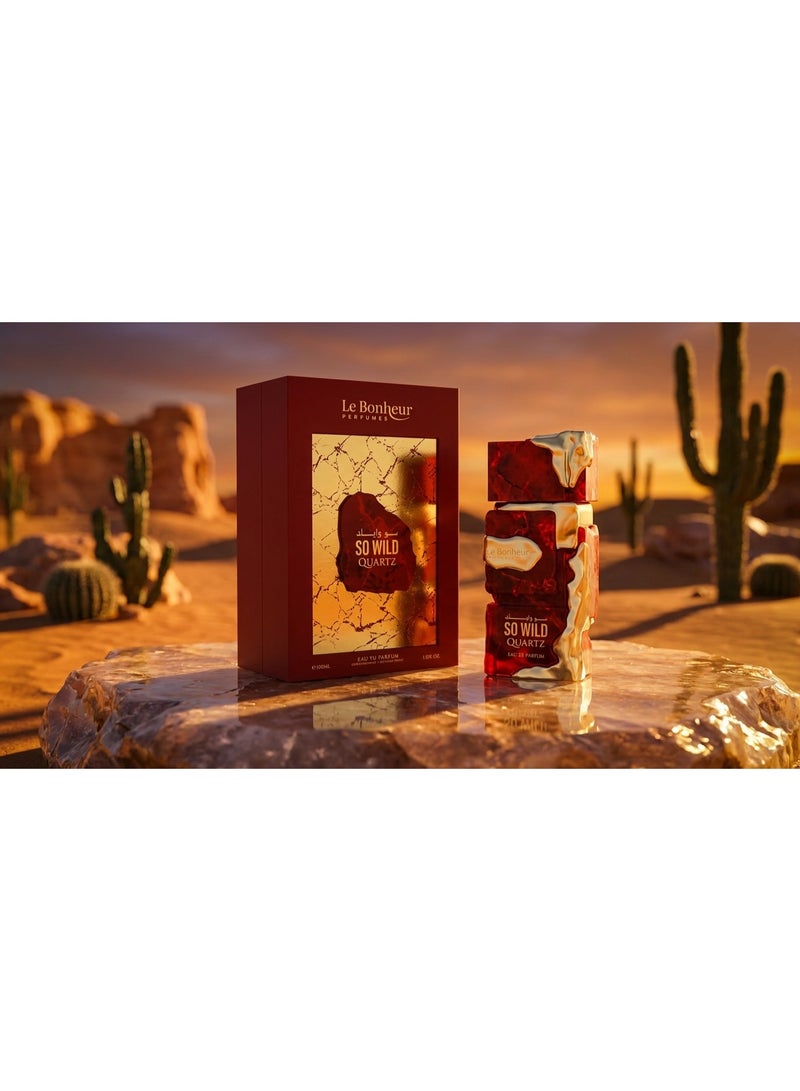 Le Bonheur Perfumes So Wild Quartz Eau De Parfum 100ml Luxury Oriental Vanilla Unisex Perfume Long Lasting Fragrance with Saffron Clove Akigalawood Cashmere Wood Caramel Vanilla Amber Premium Gift for Men and Women Model So Wild Quartz - Image 2
