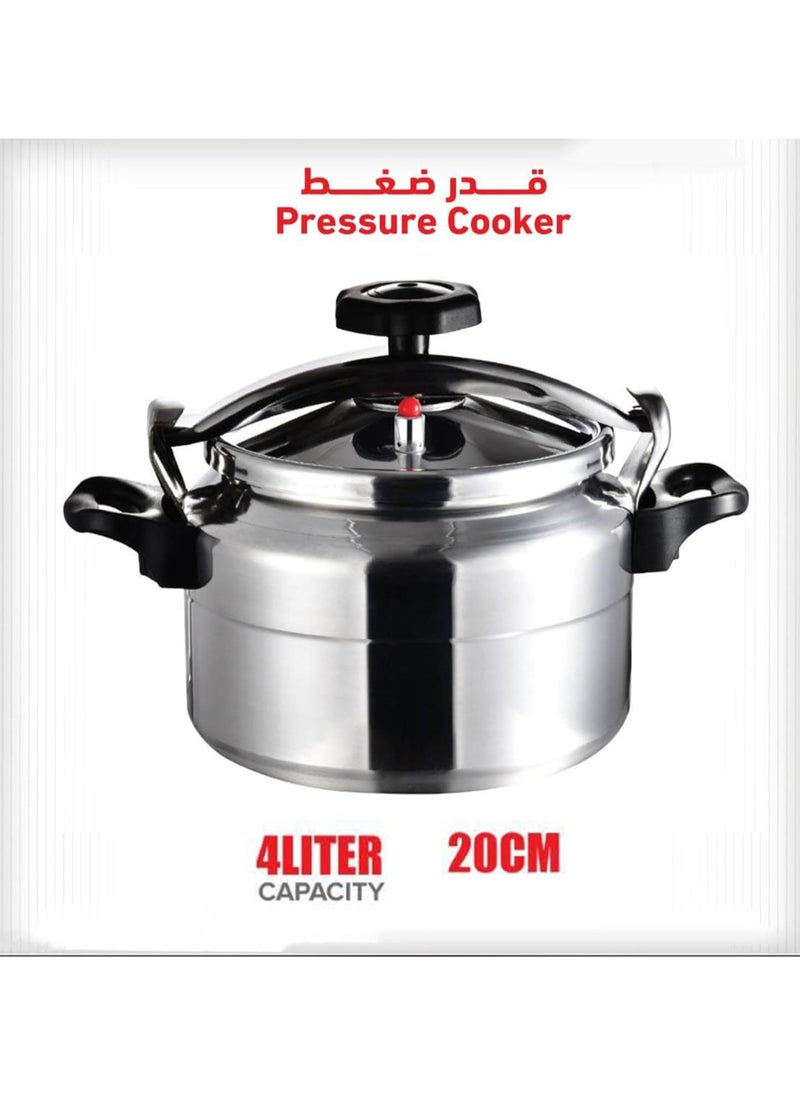 Dac 4 Liter Aluminum Pressure Cooker 20CM Compact Fast Cooking Pot with Safety Lock Lid Heat Resistant Handles and Pressure Indicator Ideal for Quick and Healthy Meals at Home or Outdoors  - Image 1