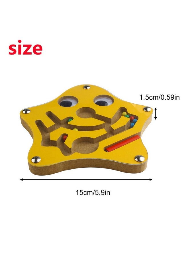 Shoro Magnetic Pen Driving Bead Maze Wooden Jigsaws Puzzle Board Game Educational Toy (Starfish) - Image 2
