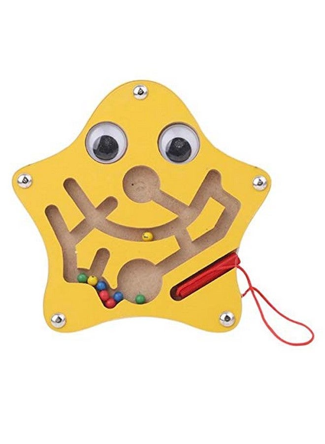 Shoro Magnetic Pen Driving Bead Maze Wooden Jigsaws Puzzle Board Game Educational Toy (Starfish) - Image 1