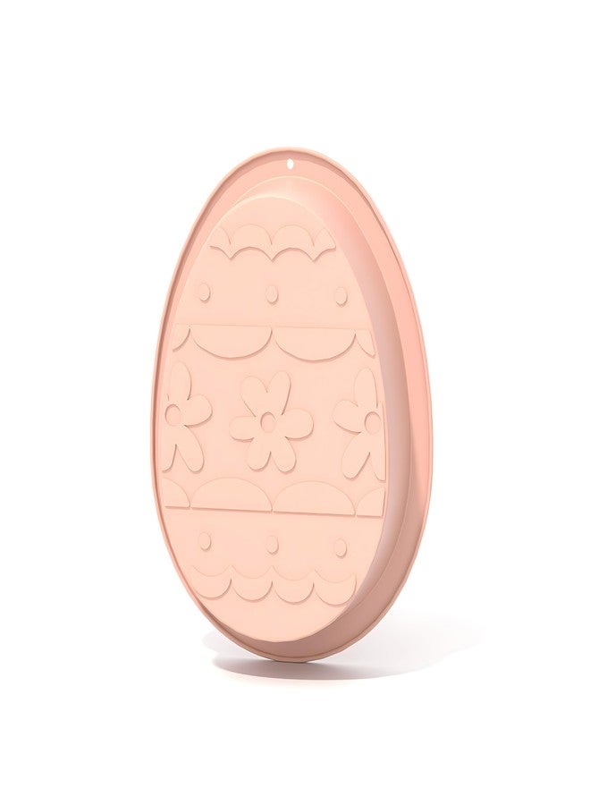 Wetco 8.1inch Big Size Easter Bunny Easter Rabbit Easter Egg Cake Pan 3D Silicone Christmas Baking Molds for Easter Holiday Parties (Pink) (Easter Egg) - Image 1