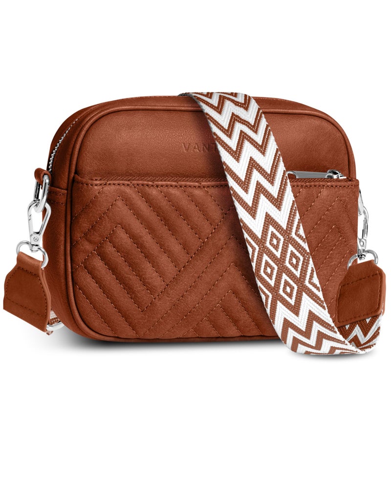 Vantamo Premium Quilted Crossbody Bags for Women with Anti-Pickpocket Clip, Vegan Leather Handbags, Travel Purses for Women - Image 1