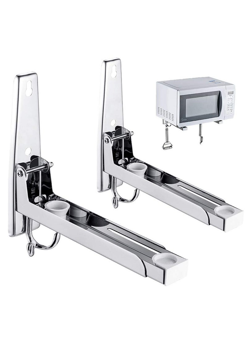 Excefore Microwave Shelf, Universal 304 Stainless Steel Oven Wall Mount Bracket Shelf Stretch Rack for Microwave Kitchen  - Image 1