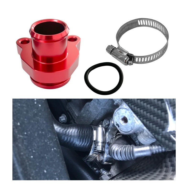 Dickno Aluminum Water Hose Fitting Kit Car Engine Coolant Hose Fitting with Clamp OEM 11537541992 11537544638 Hose Fitting Kit Replacement Compatible with 335i 335xi 135 330i 530xi Red - Image 3