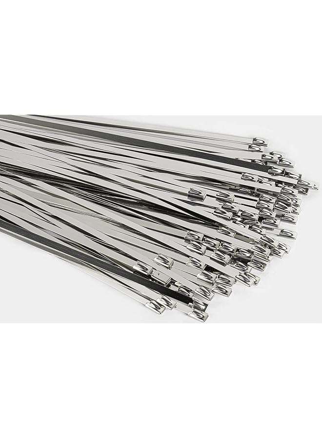 erorex 100Pcs 11.8 Inches Stainless Steel Exhaust Wrap Multi Purpose Locking Cable Metal Zip Ties - Image 4