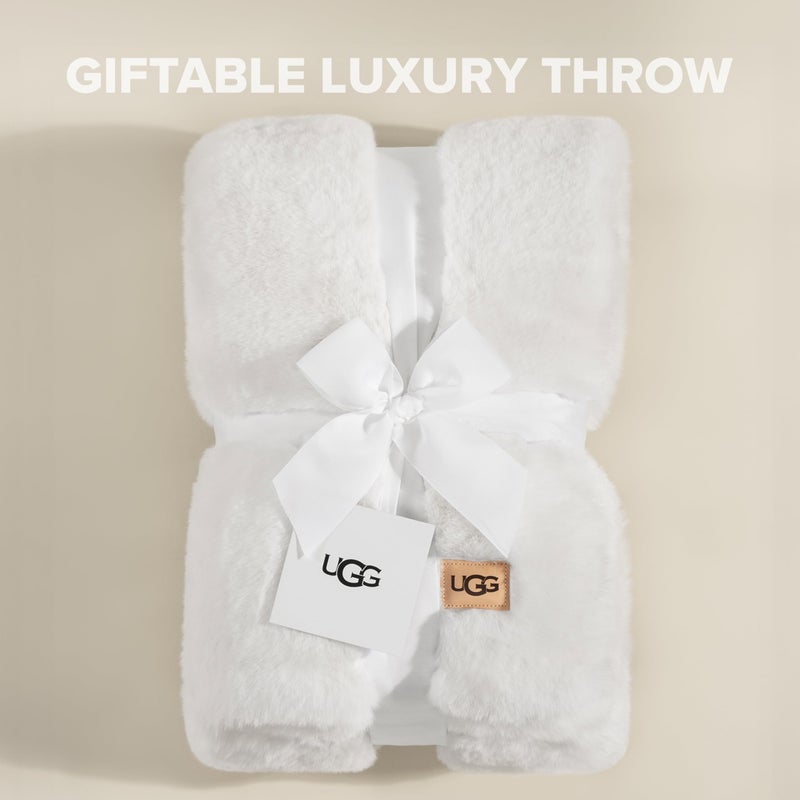 UGG Euphoria Faux Fur Throw Blanket, Warm Fluffy for Couch or Bed, Luxury Bedroom Decor, Blankets, Machine Washable, 50-inch x 70-inch, White Snow - Image 3