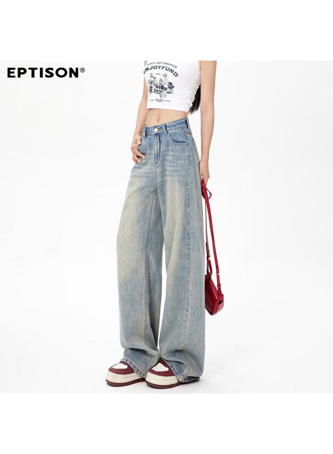 EPTISON Yipintiancheng American Style Wide-leg Loose Curved Blade Jeans For Women Autumn New Hip-covering Slimming Sickle Pants Casual Versatile - Image 3