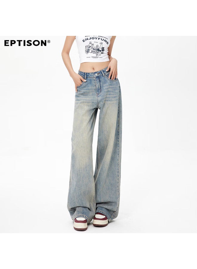 EPTISON Yipintiancheng American Style Wide-leg Loose Curved Blade Jeans For Women Autumn New Hip-covering Slimming Sickle Pants Casual Versatile - Image 5