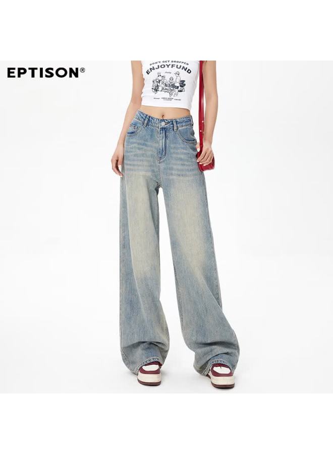 EPTISON Yipintiancheng American Style Wide-leg Loose Curved Blade Jeans For Women Autumn New Hip-covering Slimming Sickle Pants Casual Versatile - Image 1