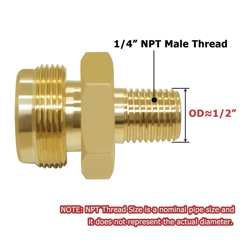 Hooshing Propane Gas Fitting 1/4" Male NPT x 1"-20 Male Throwaway Cylinder Thread for RV Camping Grill Lantern and Heater - Image 2