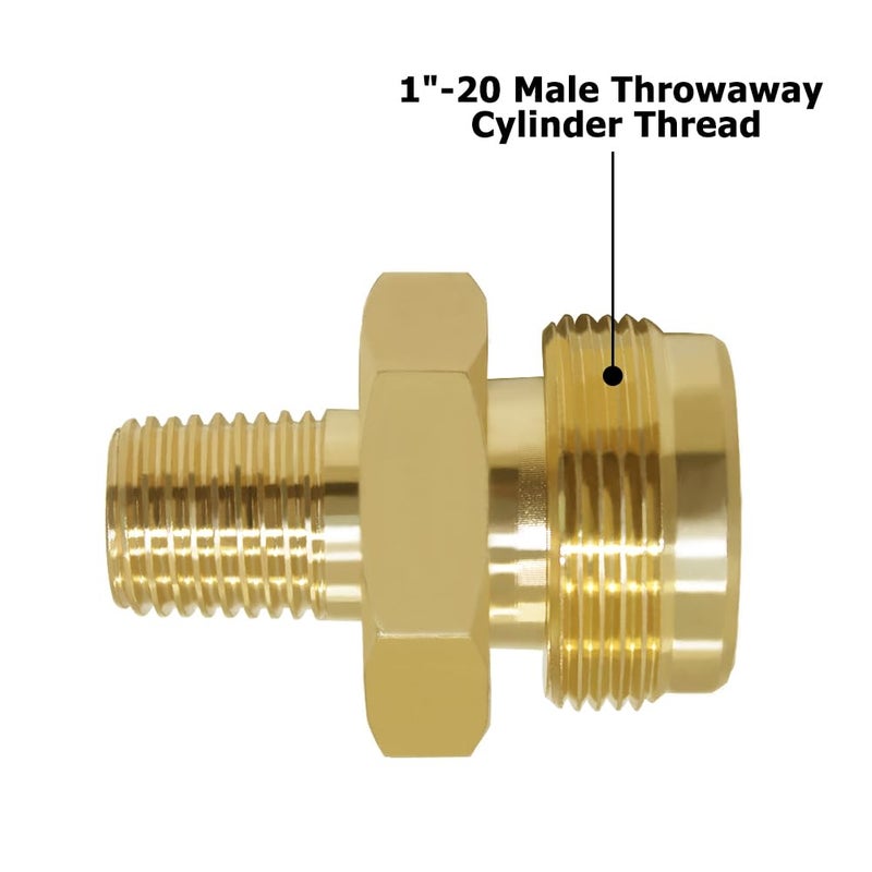 Hooshing Propane Gas Fitting 1/4" Male NPT x 1"-20 Male Throwaway Cylinder Thread for RV Camping Grill Lantern and Heater - Image 3