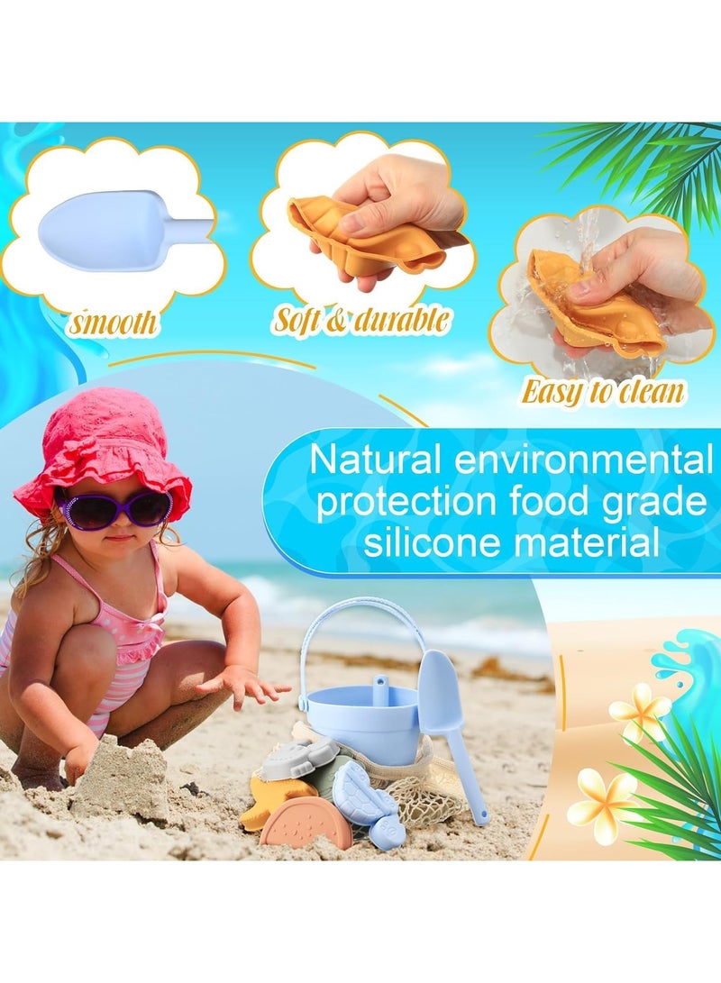VUCATIN Silicone Sand Toys for Baby with Portable Beach Bag - Kids Beach Set with Beach Toy Molds Shovel Bucket Set - Sand Toys Toddler Sandbox Toys for Kids Outdoor Summer Playset (Pink) - Image 3