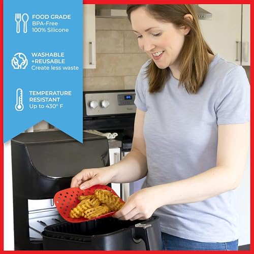 VOIISH Reusable Silicone Air Fryer Liners Non-Stick, Easy-Clean Mats for Air Frying, Steaming & Baking Heat-Resistant Air Fryer Accessories & Parchment Paper Alternative - Image 3