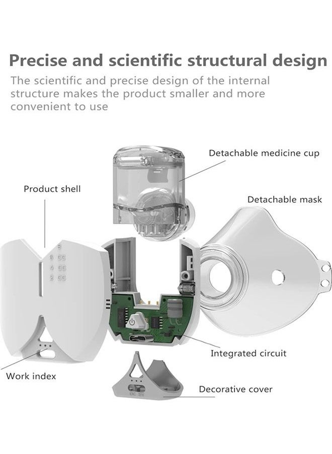 Portable Lightweight Silent Auto Nebulizer Ultrasonic Mesh, Relief From Allergies Asthma With USB and 2 Mask