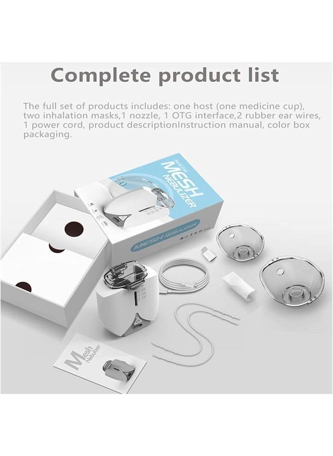 Portable Lightweight Silent Auto Nebulizer Ultrasonic Mesh, Relief From Allergies Asthma With USB and 2 Mask