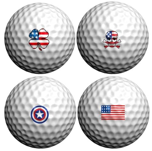 Golfdotz - USGA Rule Conforming Golf Ball Markers, Golf Ball Stickers for Marking Balls, No More Smearing from Stamps, Gifts for Golfers, Dads, and Retirees, (American Foursome; 32-Count) - Image 1