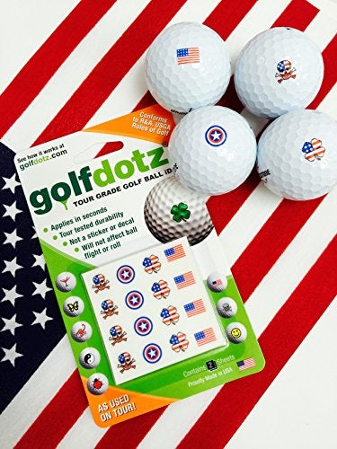 Golfdotz - USGA Rule Conforming Golf Ball Markers, Golf Ball Stickers for Marking Balls, No More Smearing from Stamps, Gifts for Golfers, Dads, and Retirees, (American Foursome; 32-Count) - Image 2
