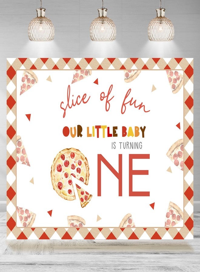 Rsuuinu Pizza 1st Birthday Photography Backdrop Slice of Fun First Birthday Background for Girls Kids Newborn Birthday Party Decoration Supplies Cake Table Banner Photo Booth Studio Props 7x5ft - Image 1