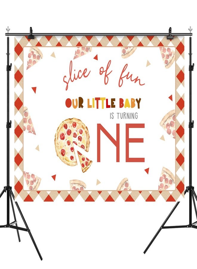 Rsuuinu Pizza 1st Birthday Photography Backdrop Slice of Fun First Birthday Background for Girls Kids Newborn Birthday Party Decoration Supplies Cake Table Banner Photo Booth Studio Props 7x5ft - Image 5
