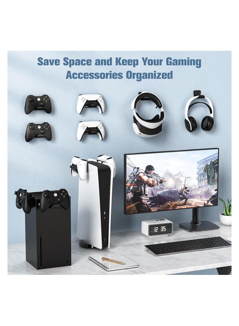 SYOSI 6Pcs Controller Wall Mount Holder Strong Adhesive Screw Controller Holder Headphone stand Headset Hanger Hook for Video Game Controller Headphones  - Image 2