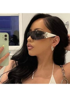 فيسيدي نظارات شمسية Y2K للنساء والرجال موضة 2000S بدون إطار ملفوف بدون إطار نظارات شمسية على شكل نجمة B9090  - Image 3