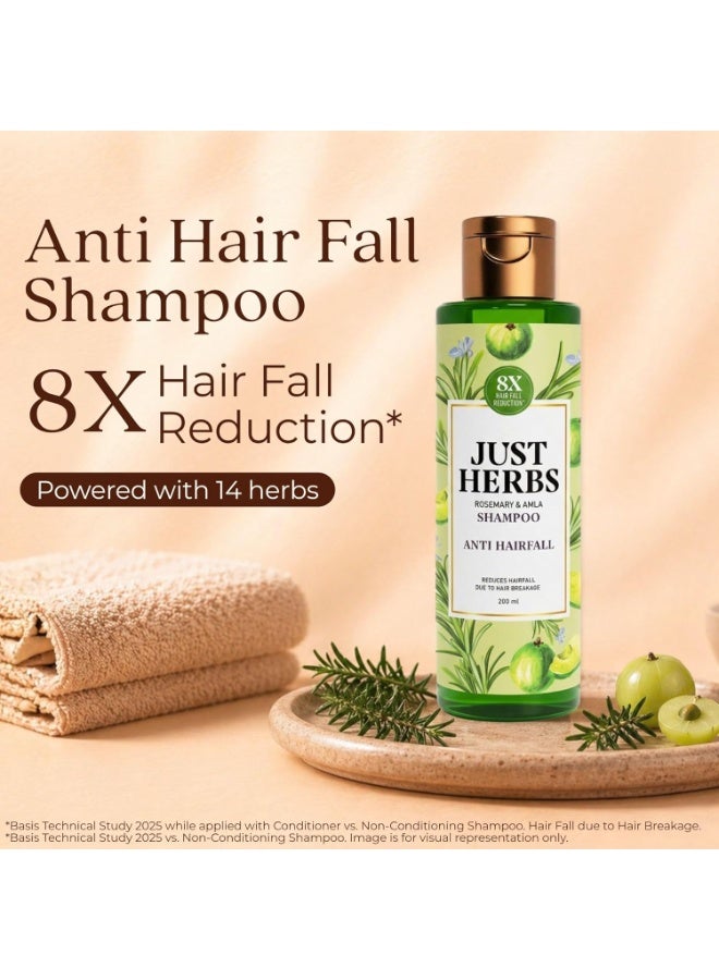 Just Herbs Anti Hairfall Shampoo | Rosemary, Amla & 14 Herbs | Reduces Hair fall by 8X from 1st wash | Ayurvedic Shampoo for All Hair Types - 200ml - Image 4
