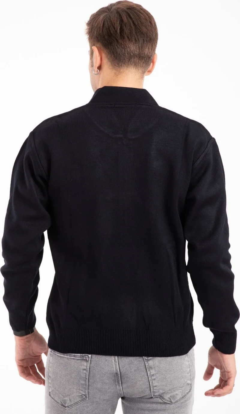 Mutlu City Men's Middle Age and Above Knitwear Acrylic Zippered Winter Dad Cardigan 2068-Navy Blue
