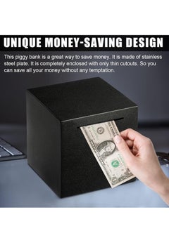 Joyelink Bank for Adults, Stainless Steel Savings Bank to Help Budget and Save, Metal Money Bank Only Savings Box, Must Break to Access Money, 5.9"X5.9"X5.9" Black  - Image 3