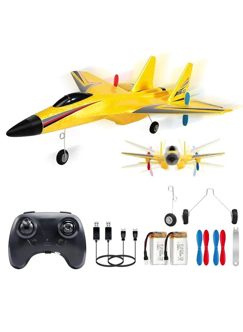 RC Airplane H-W 33 – 2 Channel Remote Control Foam Plane for Kids 12+ & Adults | Beginner-Friendly RC Aircraft Toy with 3 Batteries – Easy to Fly (Yellow)  - Image 1