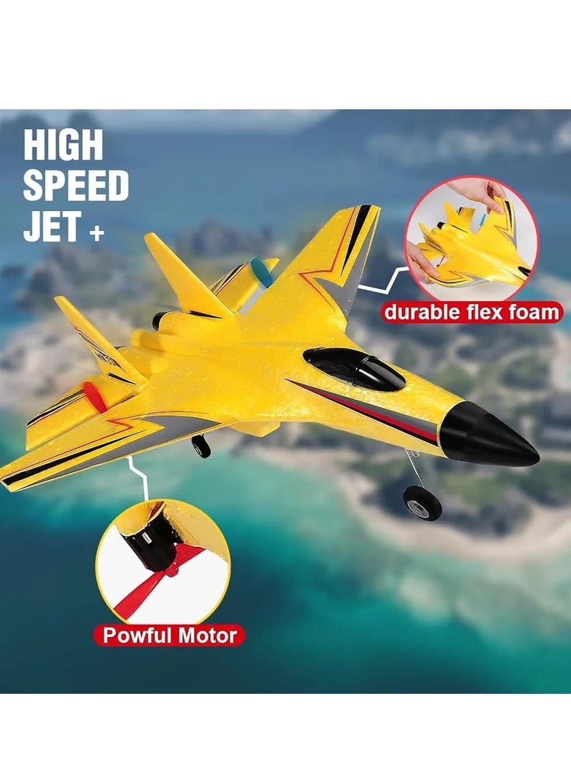 RC Airplane H-W 33 – 2 Channel Remote Control Foam Plane for Kids 12+ & Adults | Beginner-Friendly RC Aircraft Toy with 3 Batteries – Easy to Fly (Yellow)  - Image 2