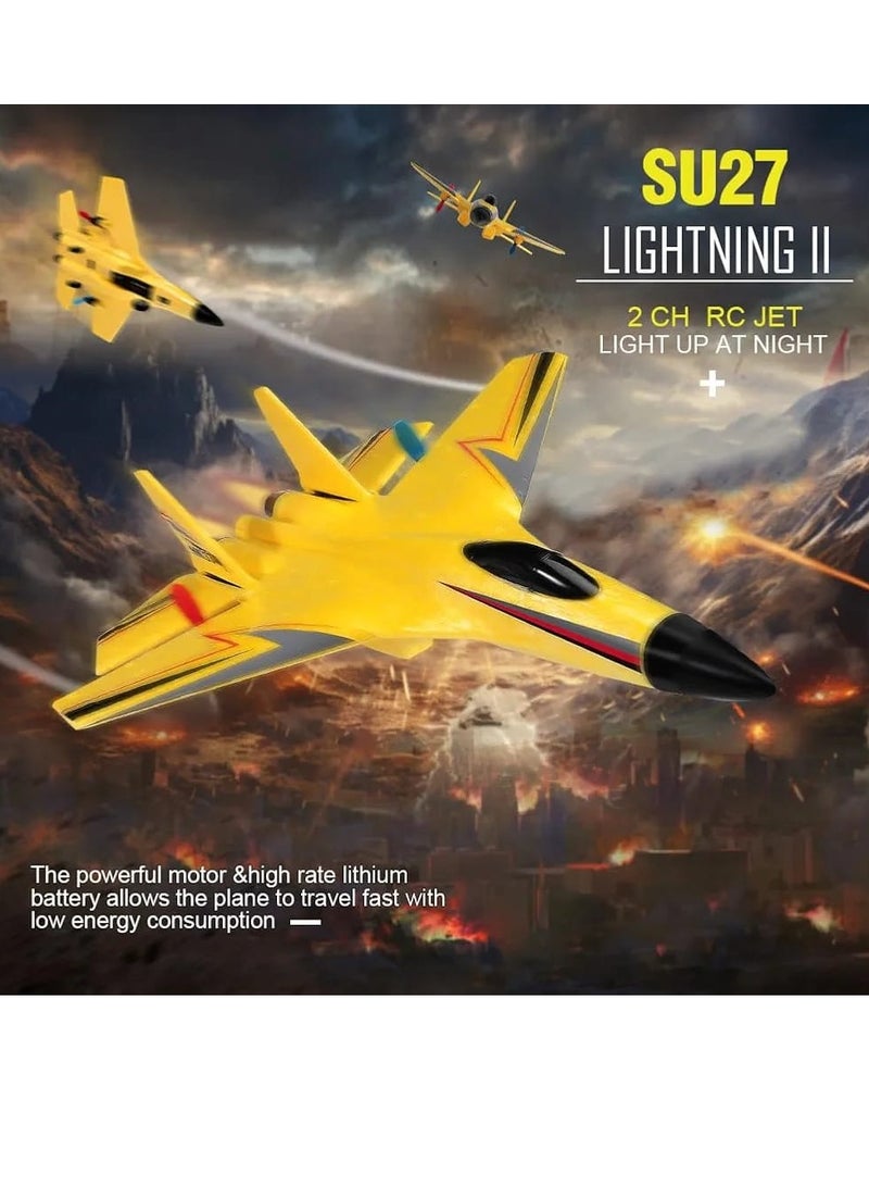RC Airplane H-W 33 – 2 Channel Remote Control Foam Plane for Kids 12+ & Adults | Beginner-Friendly RC Aircraft Toy with 3 Batteries – Easy to Fly (Yellow)  - Image 4