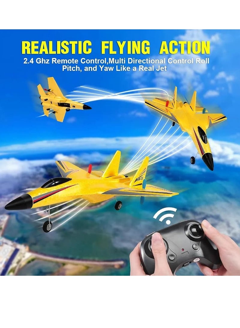 RC Airplane H-W 33 – 2 Channel Remote Control Foam Plane for Kids 12+ & Adults | Beginner-Friendly RC Aircraft Toy with 3 Batteries – Easy to Fly (Yellow)  - Image 5