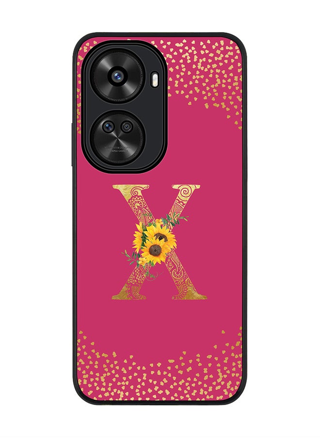 Stylizedd Rugged Black edge case for Huawei nova 12 SE / Huawei nova 11 SE 4G,Custom Monogram Initial Letter Floral Pattern Alphabet - X (Deep Pink Rose)  - Image 1