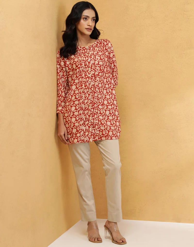 Fabindia Beige Cotton Bagh Printed Tunic