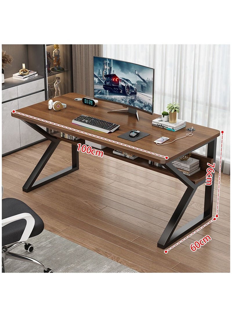 Arabest Gaming Desk, Computer Table with USB Charging Ports, Computer Desk for Home Office Gaming(100x76x60cm) Black Metal - Image 5