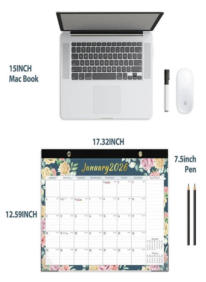 VALOME Desk Calendar 2026, Monthly Desktop Large Calendar (Jan 2026 - Jun 2027) 17" x 12" Desk Wall Planner for Family Teacher School Office Supplies, Vintage Floral - Image 2