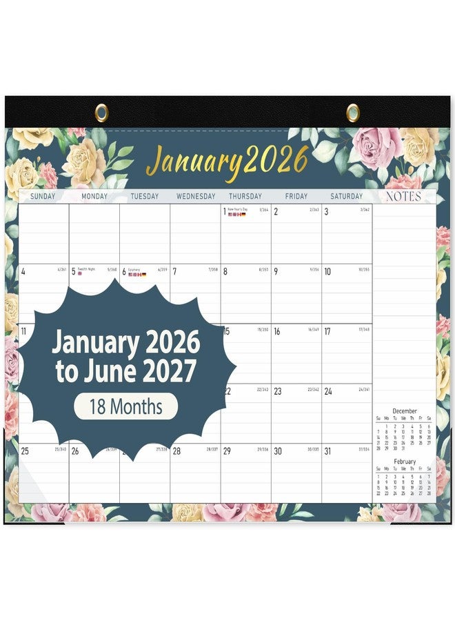 VALOME Desk Calendar 2026, Monthly Desktop Large Calendar (Jan 2026 - Jun 2027) 17" x 12" Desk Wall Planner for Family Teacher School Office Supplies, Vintage Floral - Image 1