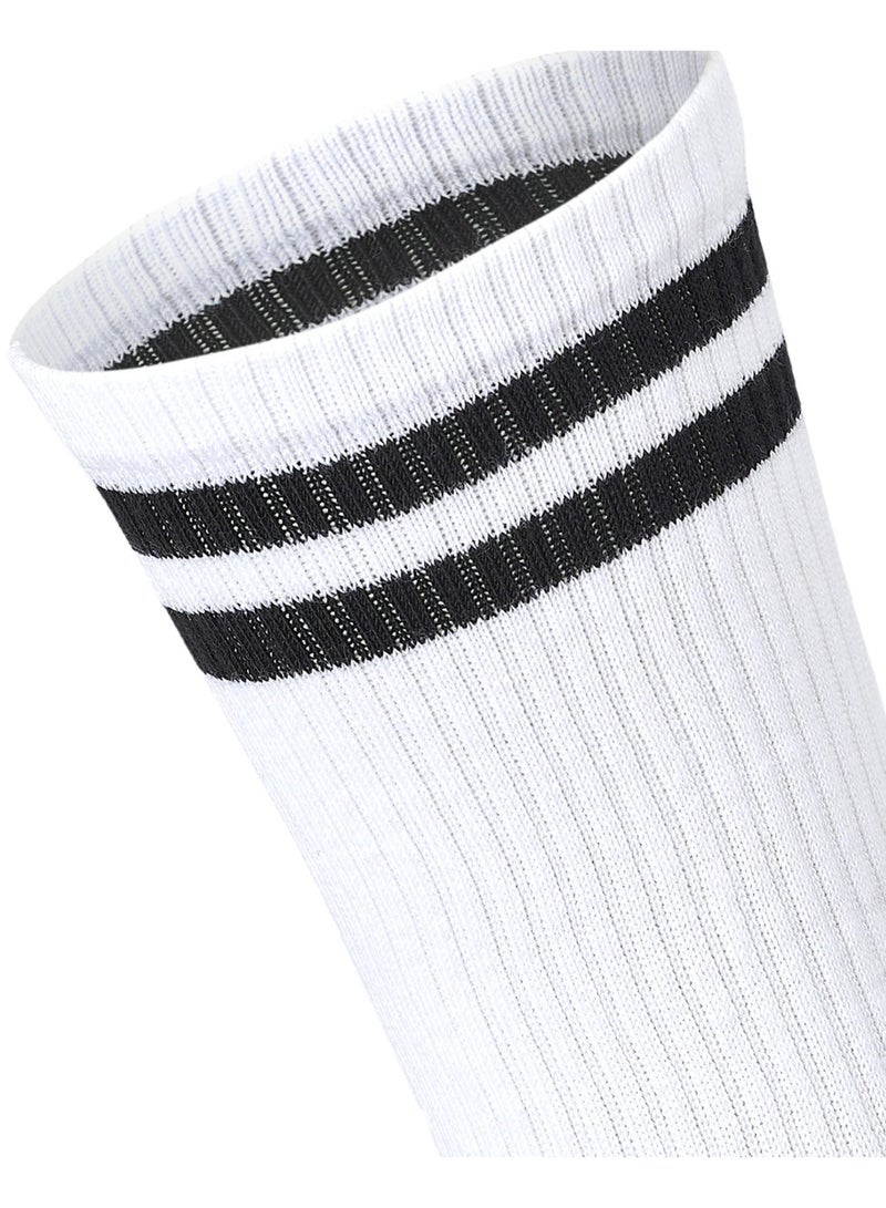 SAM SOCKS Women Set of 3 Long Lycra Stripped Elastic Socks White - Image 4