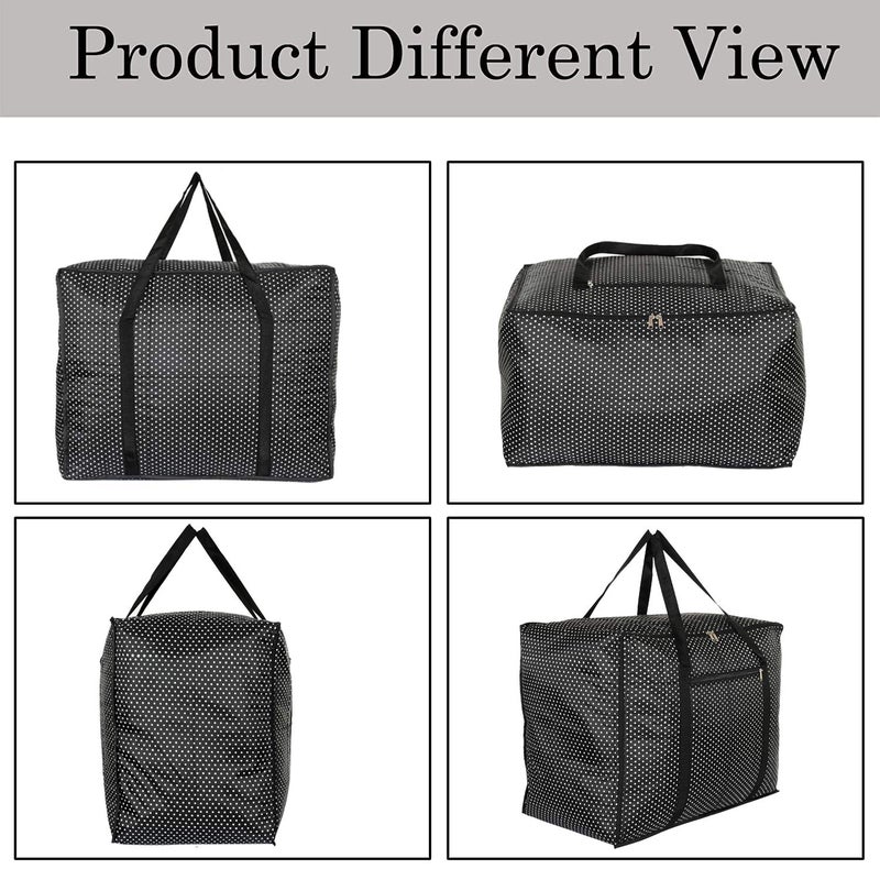 Kuber Industries Kuber Industries Dot Printed Large Size Lightweight Foldable Parachute Jumbo Underbed Storage Bag with Zipper and Handle Pack of 2Black Maroon  - Image 4