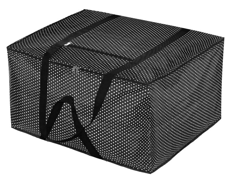 Kuber Industries Kuber Industries Dot Printed Large Size Lightweight Foldable Parachute Jumbo Underbed Storage Bag with Zipper and Handle Pack of 2Black Maroon  - Image 3