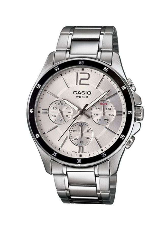 CASIO Men Enticer Water Resistant Analog Watch MTP - 1374D-7A - 47 mm - Silver - Image 1