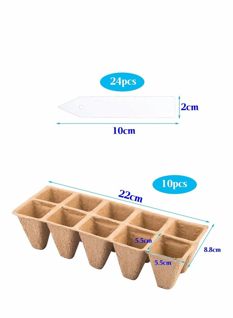 12 Pack Biodegradable Seedling Starter Trays Home Peat Pots with 20 Pcs Plant Labels Eco Friendly Germination for Vegetable Fruit Gardens and Greenhouses 1 pair of seedlings