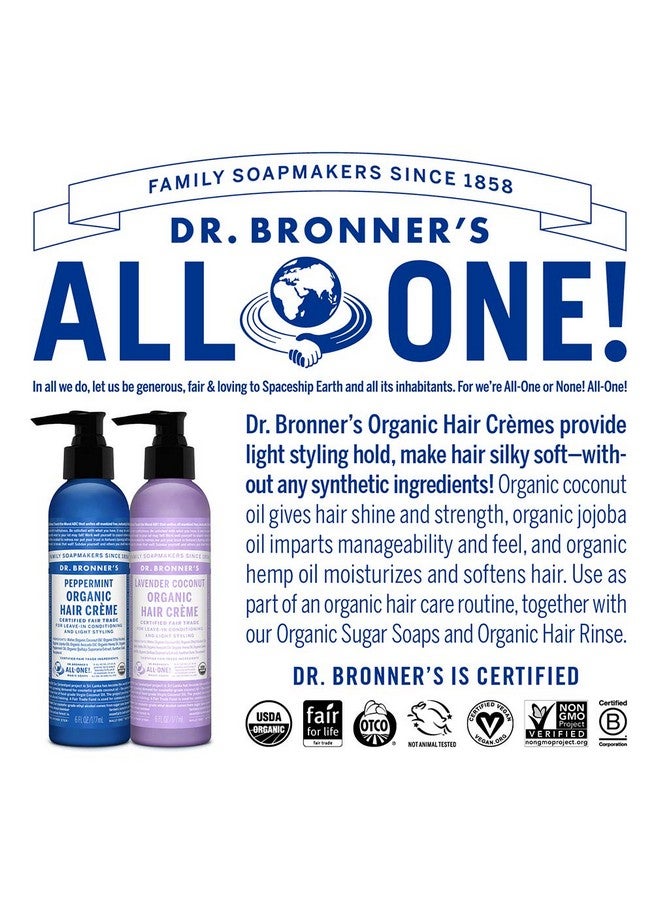 دكتور برونرز دكتور برونر - كريم الشعر العضوي (بنكهة النعناع، 6 أونصة) - بلسم يُترك على الشعر وكريم تصفيف، مصنوع من زيوت عضوية، كريم للشعر يدعم اللمعان والقوة، يغذي فروة الرأس، غير معدل وراثيًا - Image 5