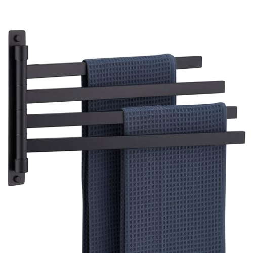 KOKOSIRI Bathroom Towel Bars Swivel Towel Rails Matte Black Swing Out Hand Towel Holder 4Arm for Bath Kitchen Wall Stainless Steel B5007BKA4 - Image 1