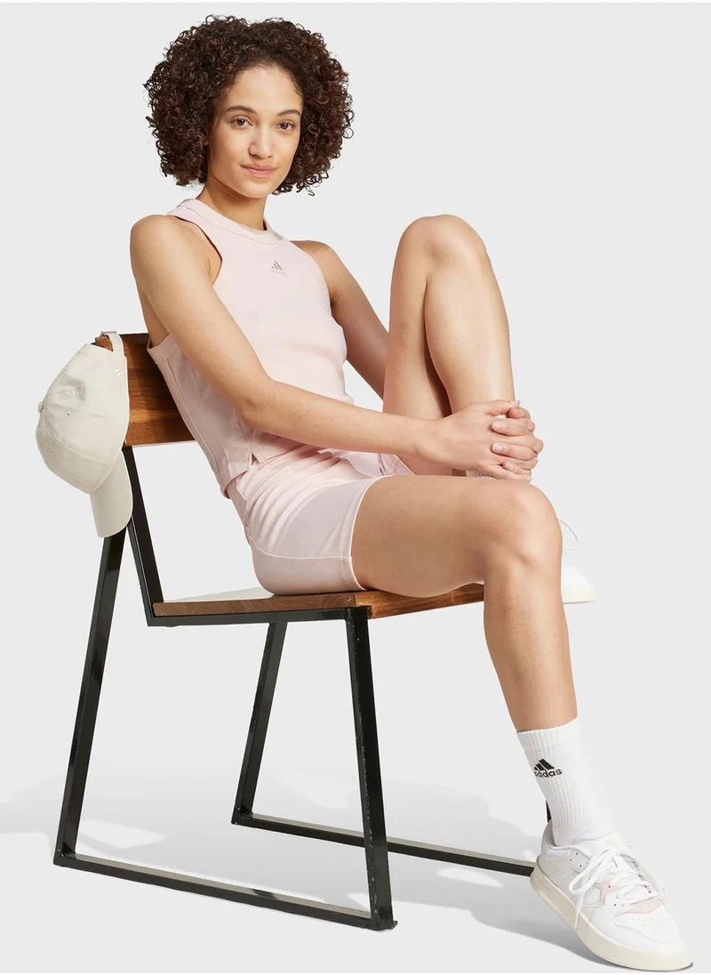 Adidas Lounge Ribbed Cropped Tank Top