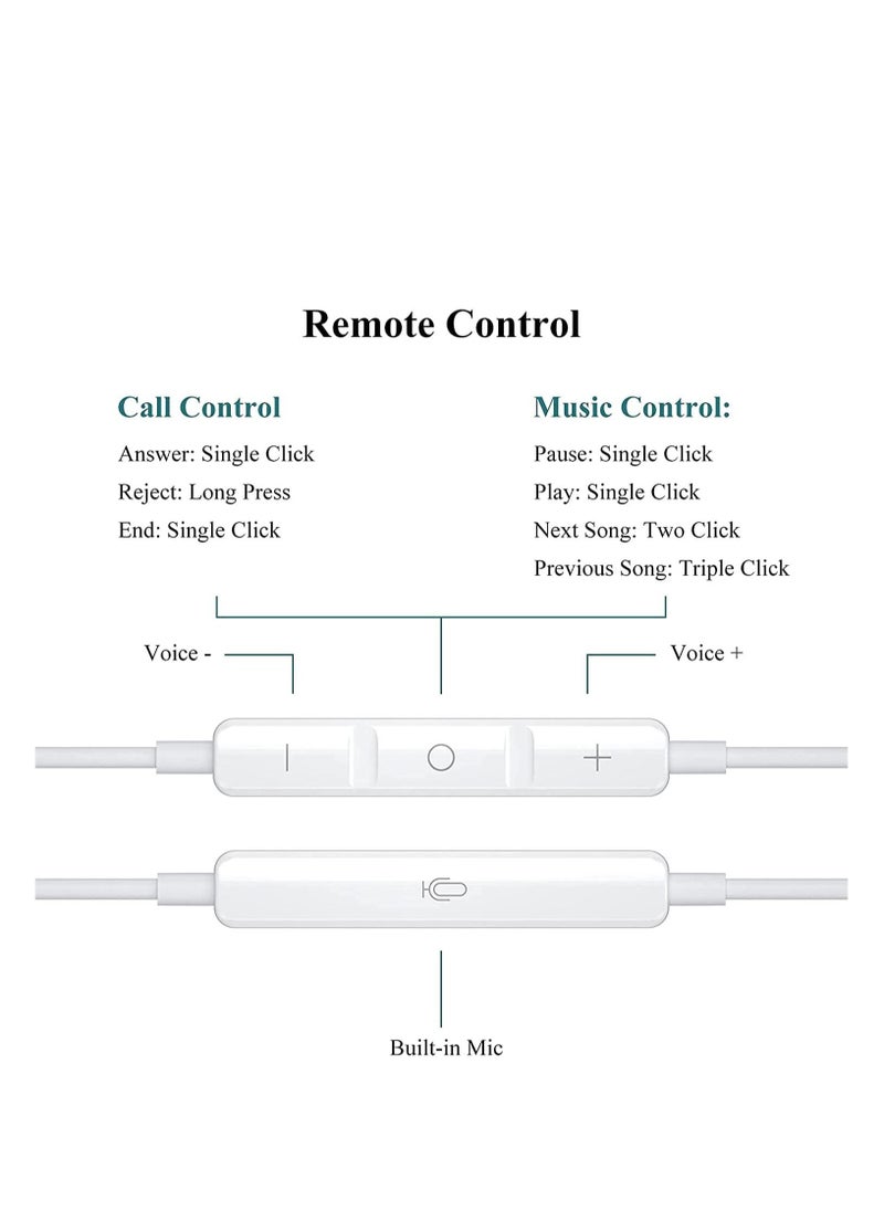 Type C Headphone, Earphones Wired Earbuds Noise Canceling in-Ear Headset with Microphone for Google Pixel 9/8/7/6/5, iPhone 16/15/15 Pro, Samsung Galaxy S24/S23/S22, Oneplus 13/12/11/10/9,Huawei P70/P60/P50/P40